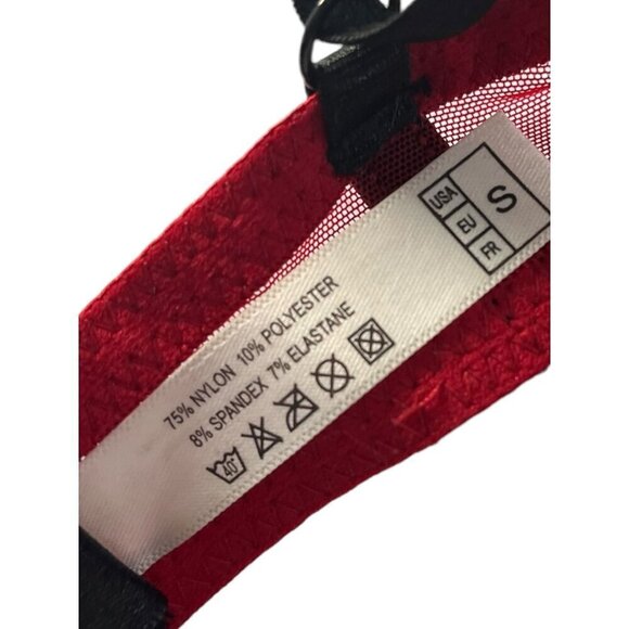 Frederick's Of Hollywood S‎ Red Lace Push Up Balconette Bra Longline Black Trim - Picture 3 of 6